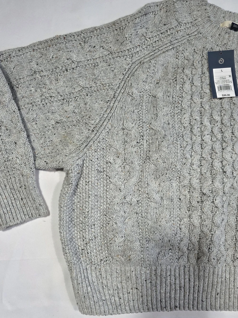 Universal Thread Gray Cable Knit Sweater Size L Chunky Crew Neck - Picture 4 of 8